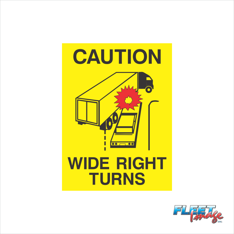 Caution Wide Right Turn Decal (Set of 5)