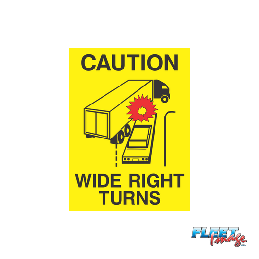 Caution Wide Right Turn Decal (Set of 5)